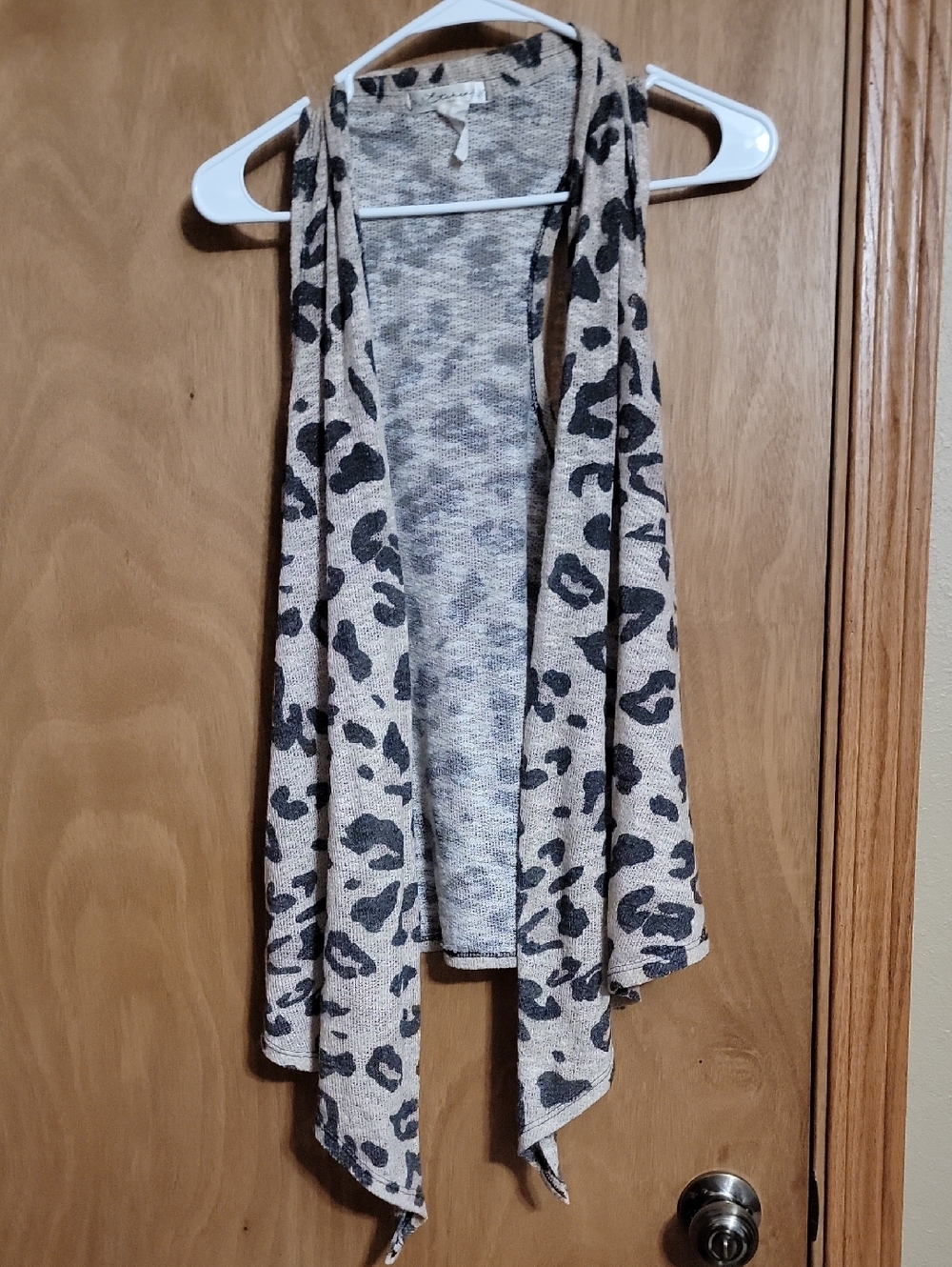 adidas Beige and Black Leopard-Print Open Front Vest